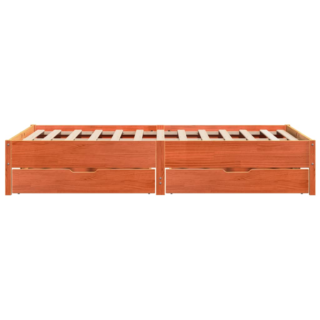 Bedframe zonder matras massief grenenhout wasbruin 160x200 cm