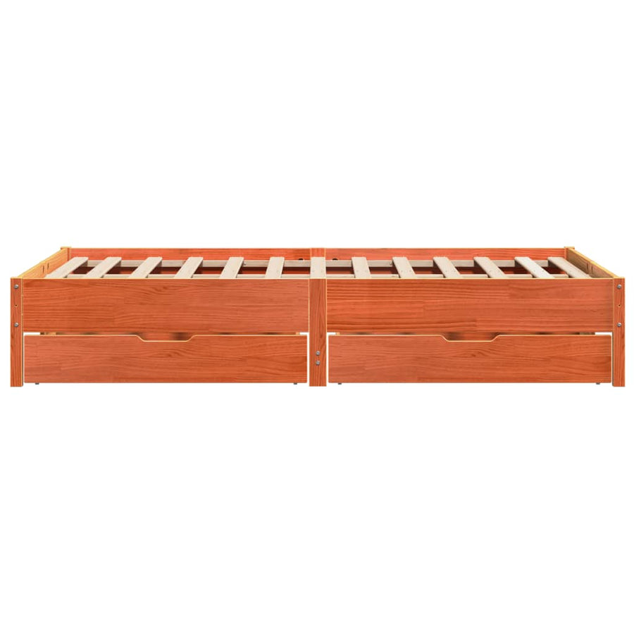 Bedframe zonder matras massief grenenhout wasbruin 160x200 cm