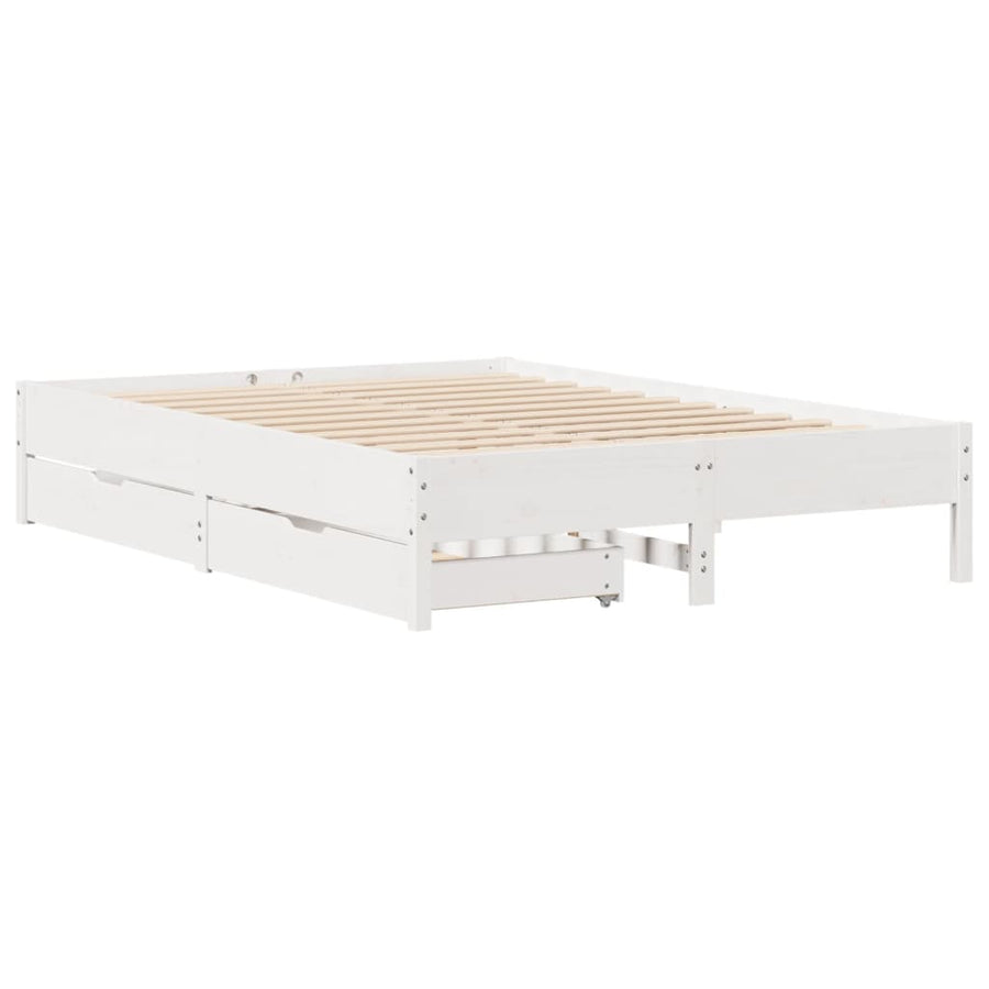 Bedframe zonder matras massief grenenhout wit 150x200 cm
