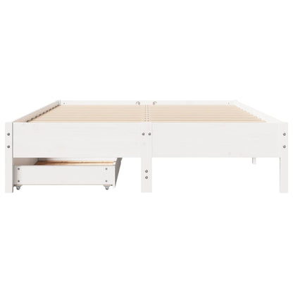Bedframe zonder matras massief grenenhout wit 150x200 cm