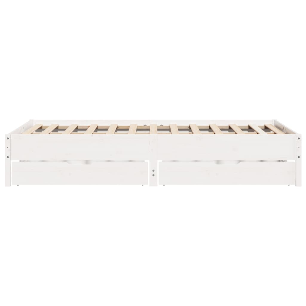 Bedframe zonder matras massief grenenhout wit 150x200 cm