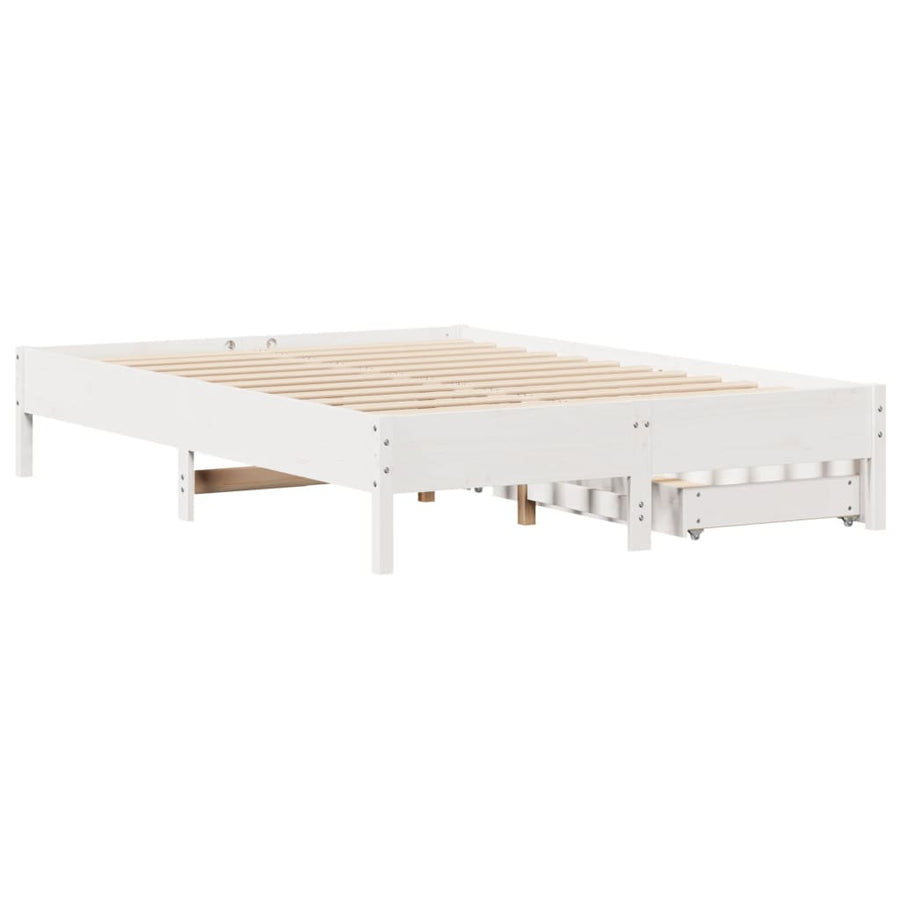 Bedframe zonder matras massief grenenhout wit 150x200 cm