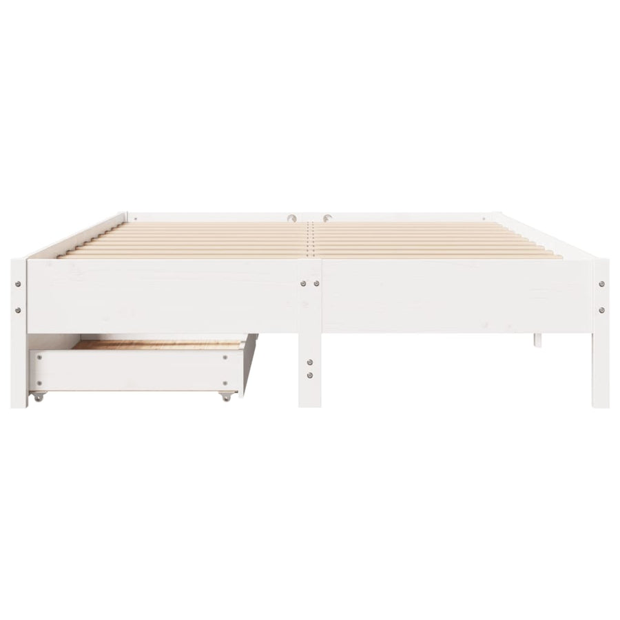 Bedframe zonder matras massief grenenhout wit 140x200 cm
