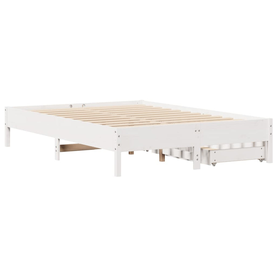 Bedframe zonder matras massief grenenhout wit 140x200 cm
