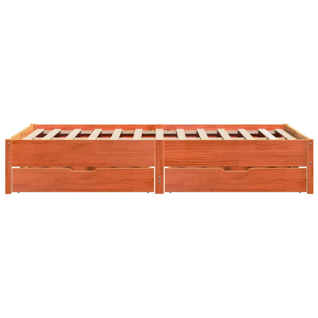Bedframe zonder matras massief grenenhout wasbruin 140x200 cm