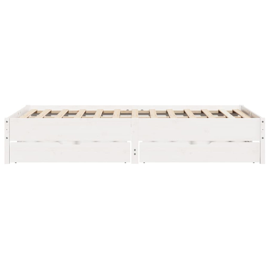 Bedframe zonder matras massief grenenhout wit 120x200 cm