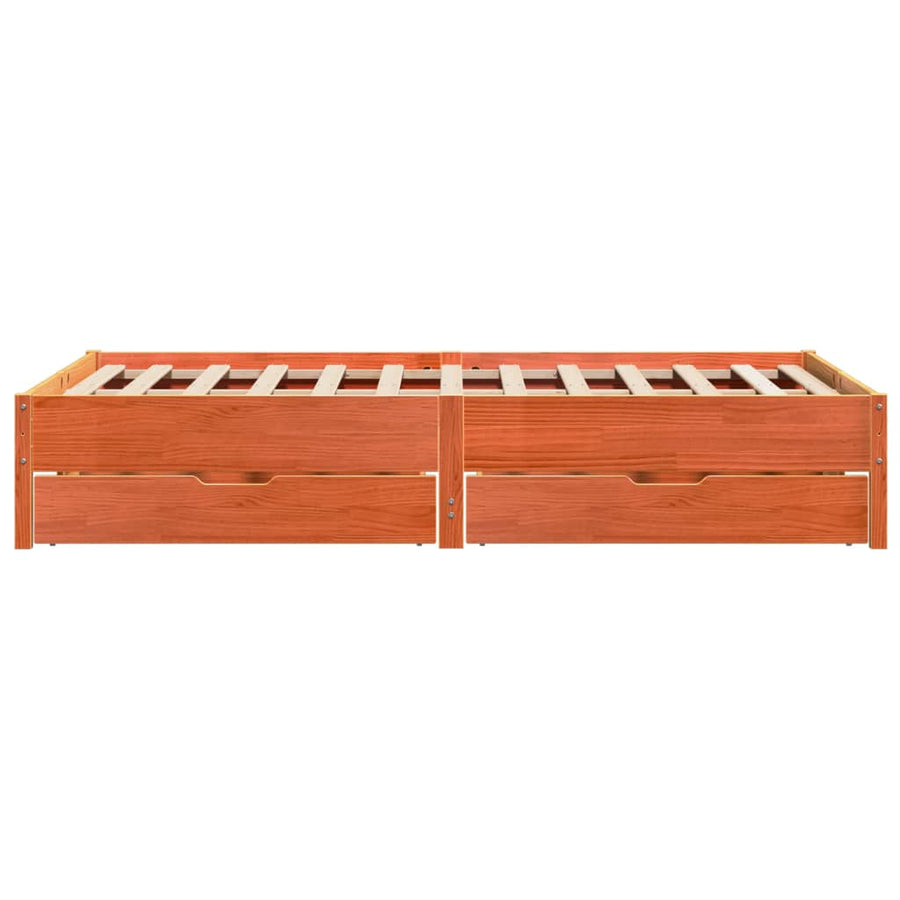 Bedframe zonder matras massief grenenhout wasbruin 120x200 cm