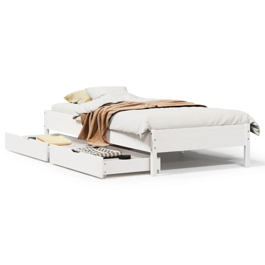 Bedframe zonder matras massief grenenhout wit 140x200 cm