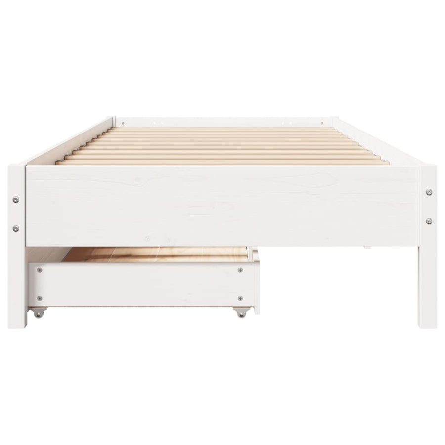 Bedframe zonder matras massief grenenhout wit 140x200 cm