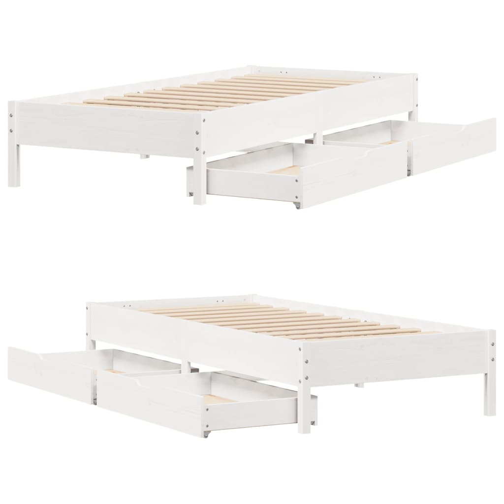 Bedframe zonder matras massief grenenhout wit 140x200 cm