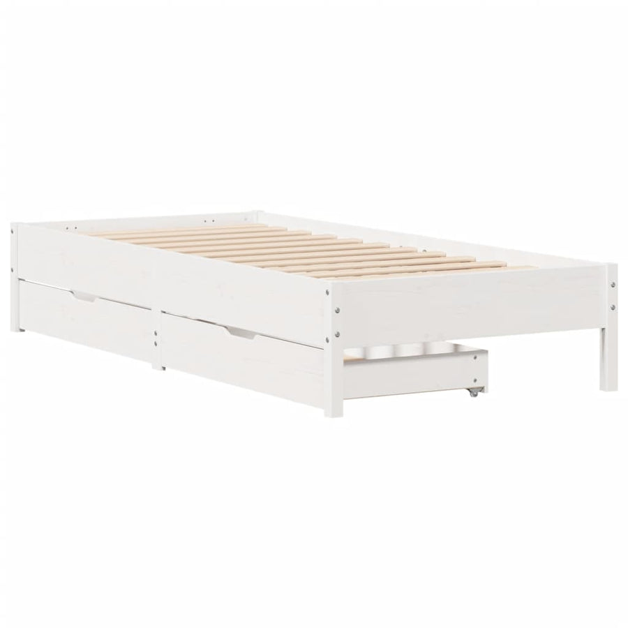 Bedframe zonder matras massief grenenhout wit 90x200 cm