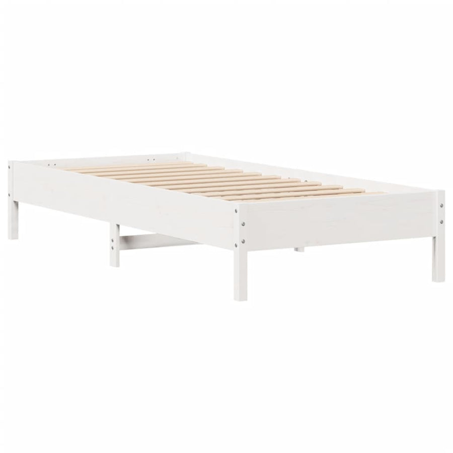 Bedframe zonder matras massief grenenhout wit 90x200 cm