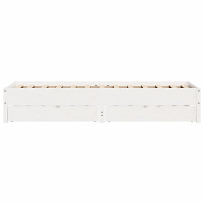 Bedframe zonder matras massief grenenhout wit 90x200 cm