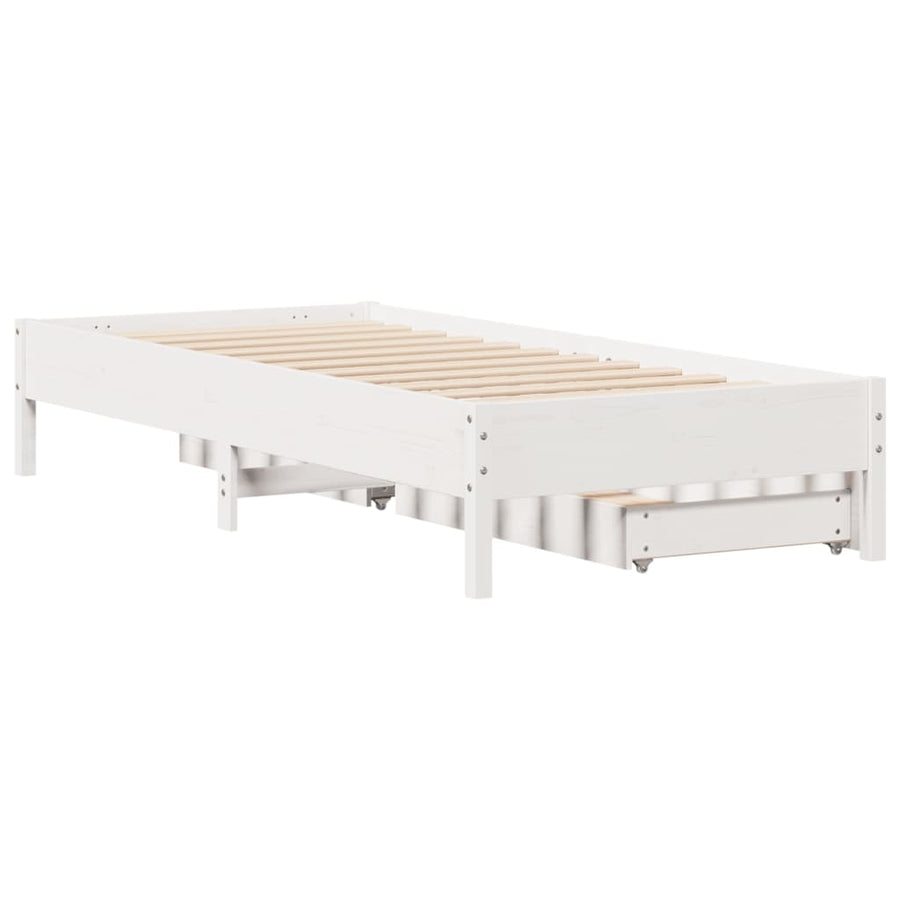 Bedframe zonder matras massief grenenhout wit 90x200 cm