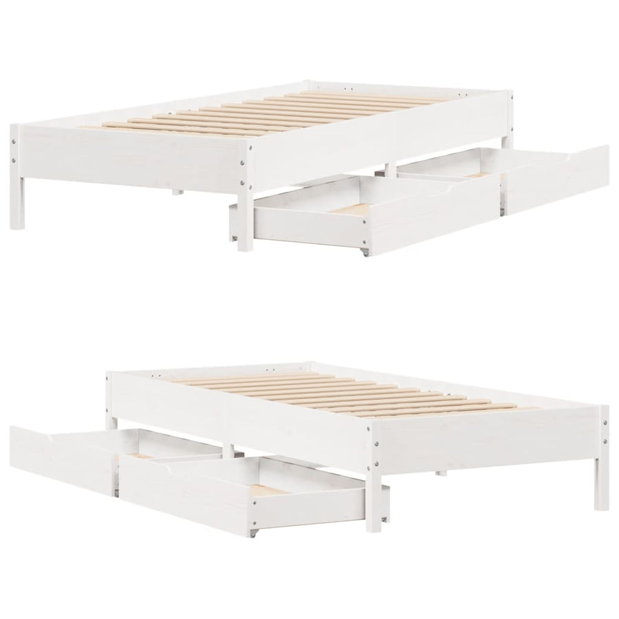 Bedframe zonder matras massief grenenhout wit 90x200 cm
