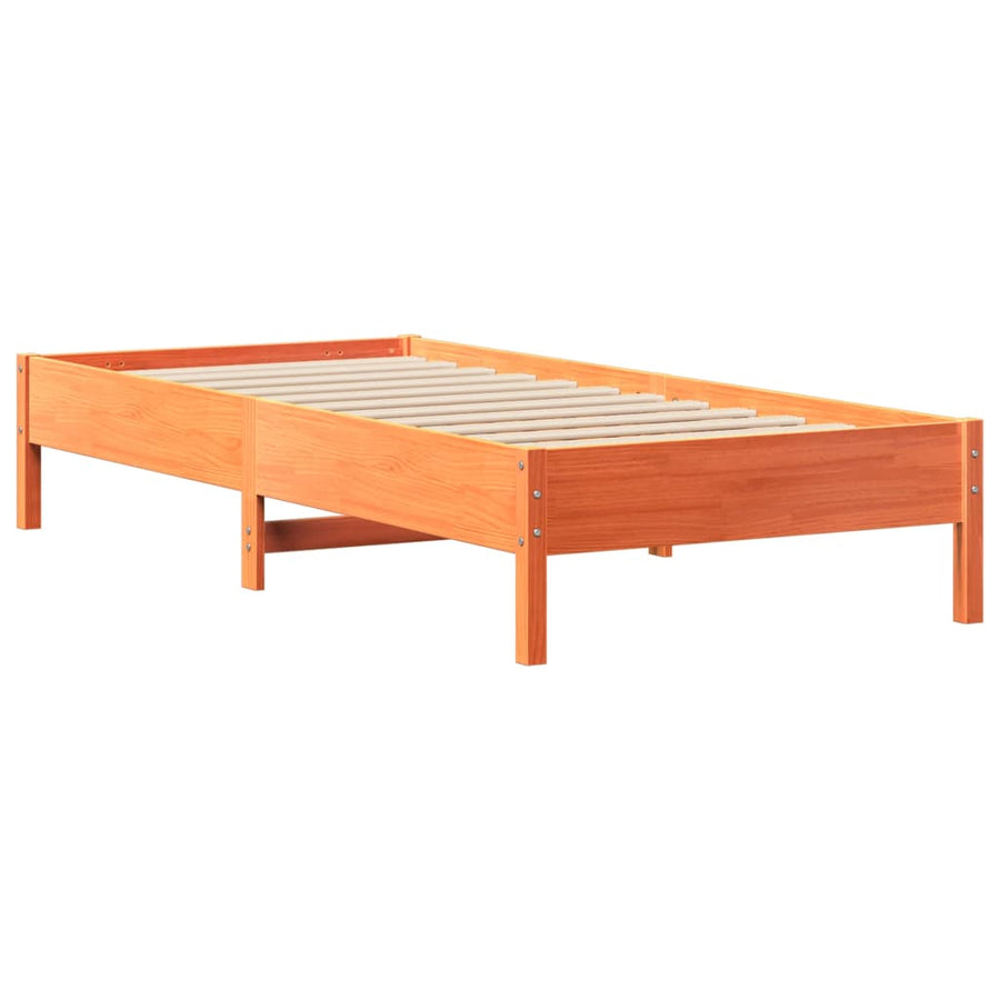 Bedframe zonder matras massief grenenhout wasbruin 90x200 cm