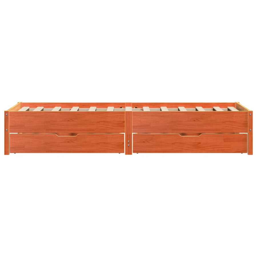 Bedframe zonder matras massief grenenhout wasbruin 90x200 cm