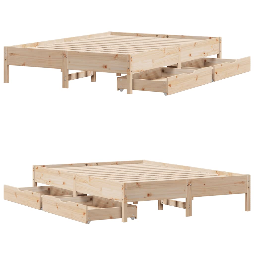 Bedframe zonder matras massief grenenhout 140x190 cm