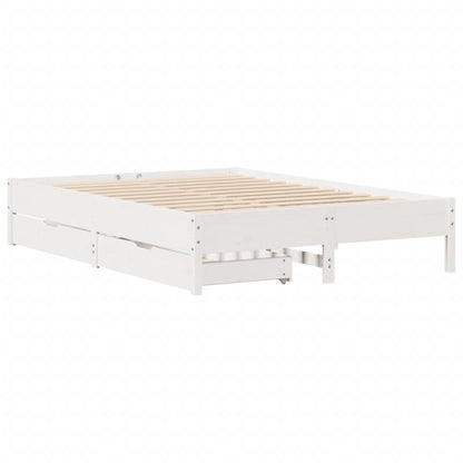 Bedframe zonder matras massief grenenhout wit 140x190 cm