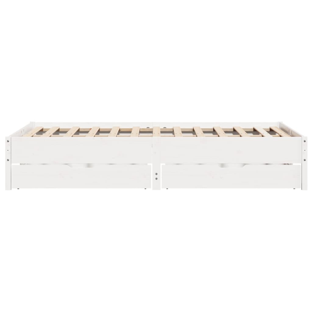 Bedframe zonder matras massief grenenhout wit 140x190 cm