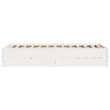 Bedframe zonder matras massief grenenhout wit 140x190 cm