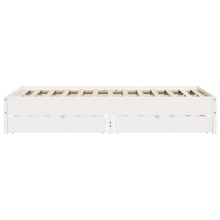 Bedframe zonder matras massief grenenhout wit 140x190 cm