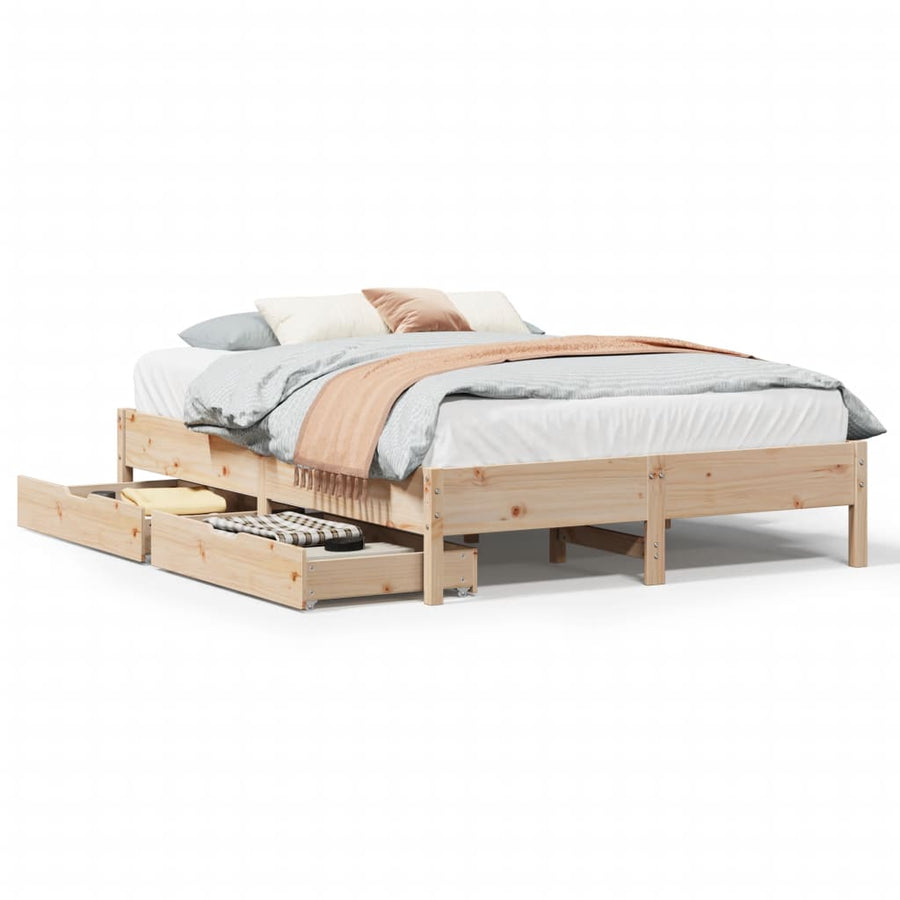 Bedframe zonder matras massief grenenhout 135x190 cm
