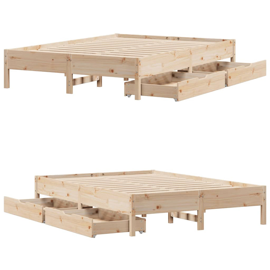 Bedframe zonder matras massief grenenhout 135x190 cm