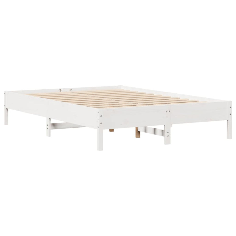 Bedframe zonder matras massief grenenhout wit 135x190 cm