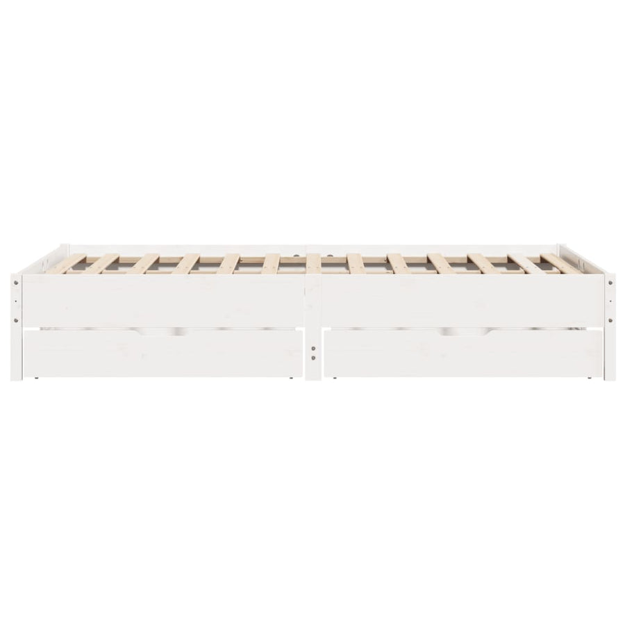 Bedframe zonder matras massief grenenhout wit 135x190 cm