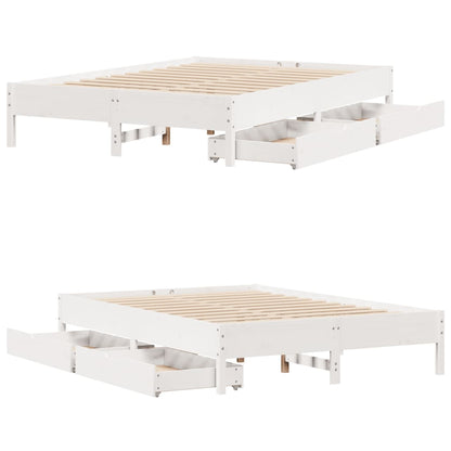 Bedframe zonder matras massief grenenhout wit 135x190 cm