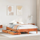 Bed frame without mattress solid pine wax brown 135x190 cm