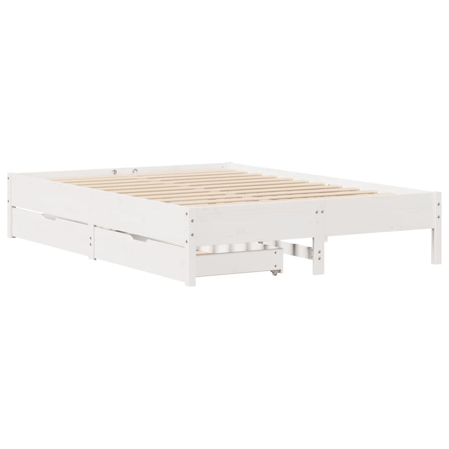 Bedframe zonder matras massief grenenhout wit 120x190 cm