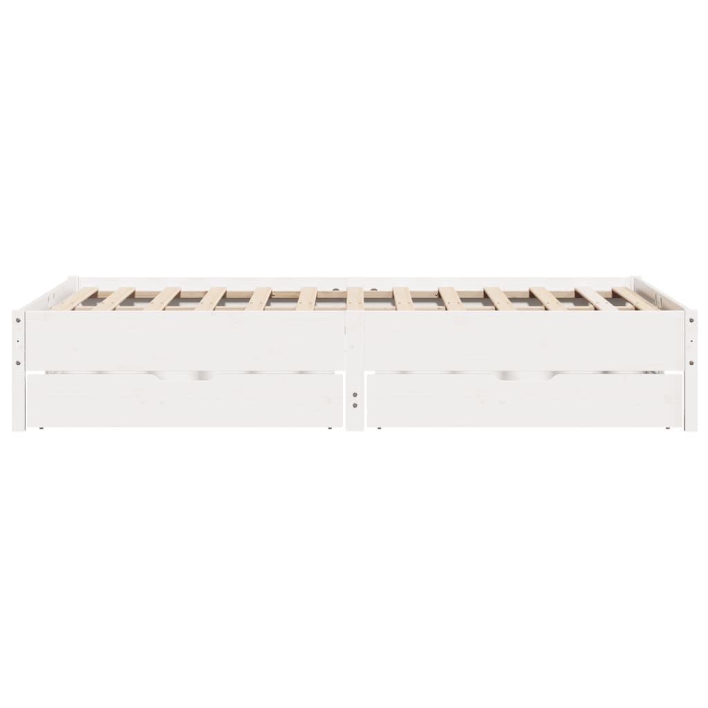 Bedframe zonder matras massief grenenhout wit 120x190 cm