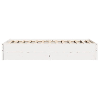 Bedframe zonder matras massief grenenhout wit 120x190 cm