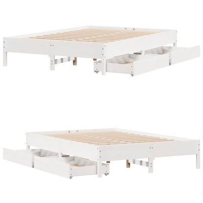 Bedframe zonder matras massief grenenhout wit 120x190 cm