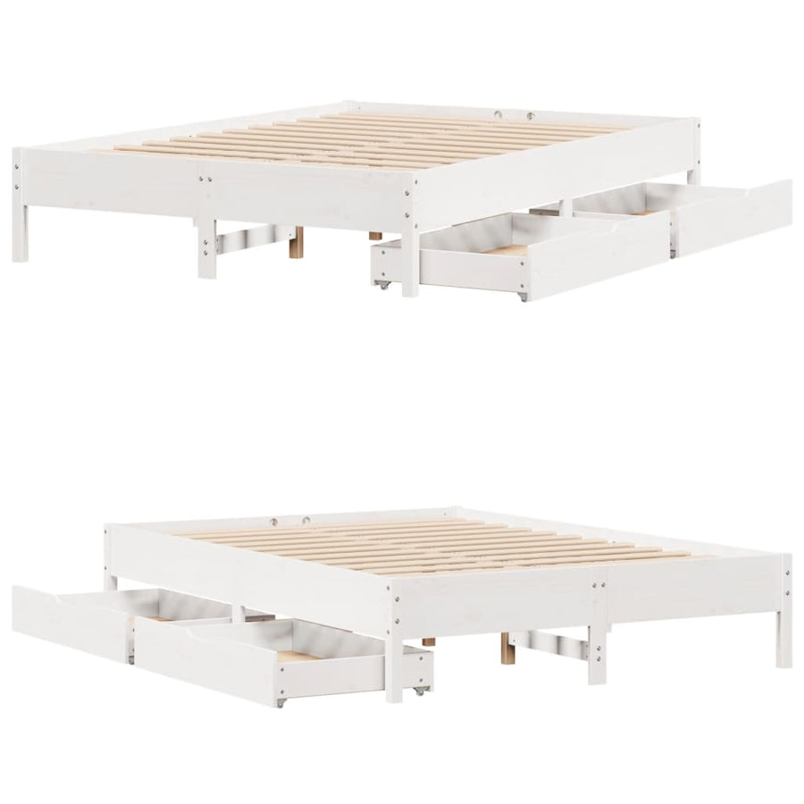 Bedframe zonder matras massief grenenhout wit 120x190 cm