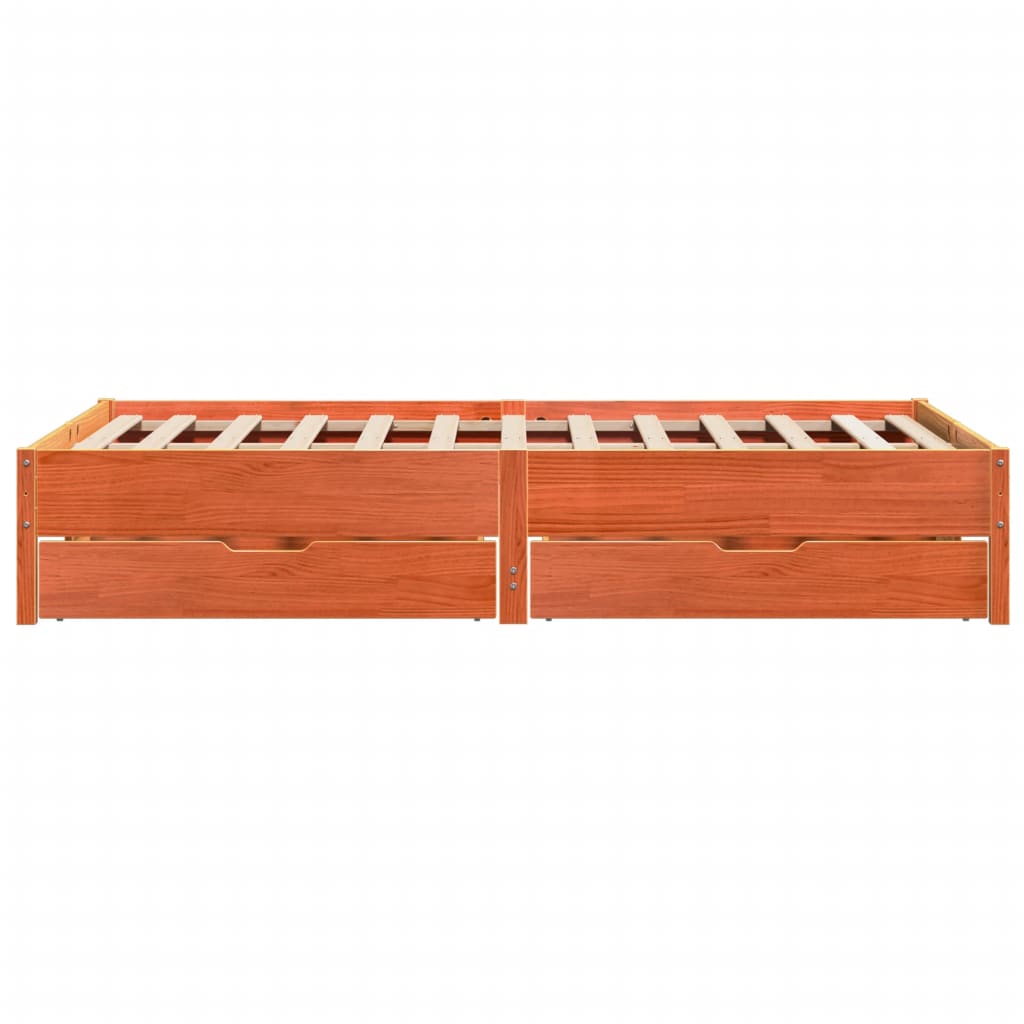 Bedframe zonder matras massief grenenhout wasbruin 120x190 cm