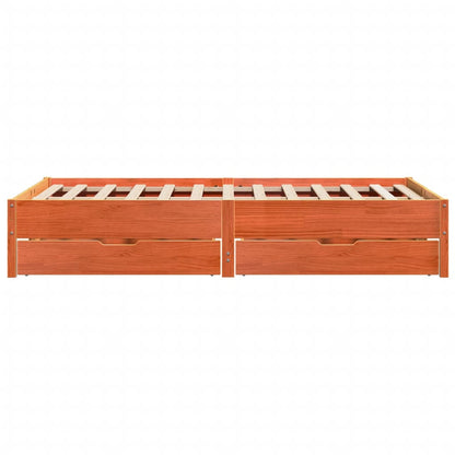 Bedframe zonder matras massief grenenhout wasbruin 120x190 cm