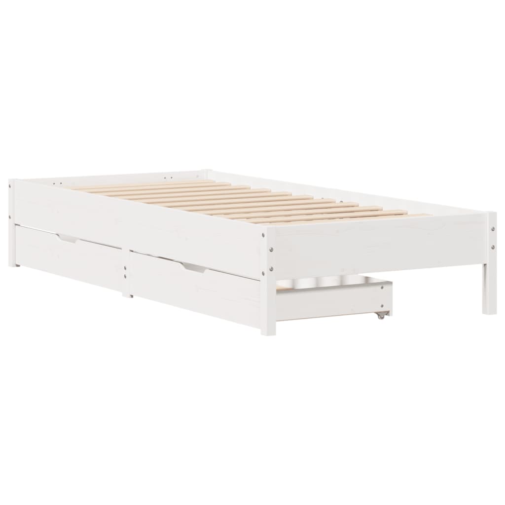Bedframe zonder matras massief grenenhout wit 90x190 cm