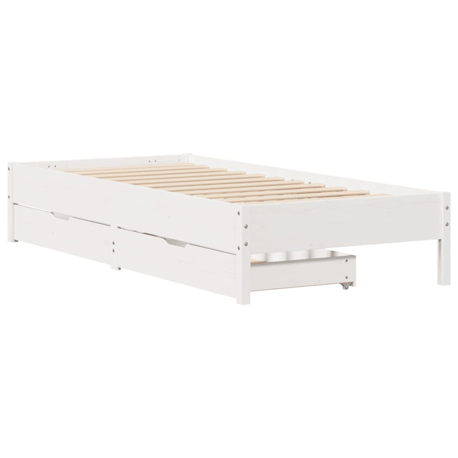 Bedframe zonder matras massief grenenhout wit 90x190 cm
