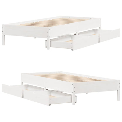 Bedframe zonder matras massief grenenhout wit 90x190 cm