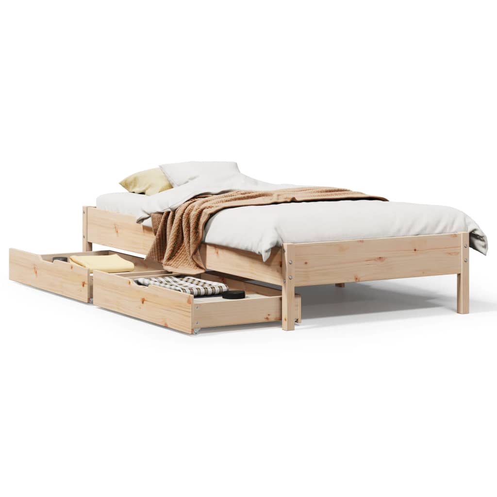 Bedframe zonder matras massief grenenhout 75x190 cm