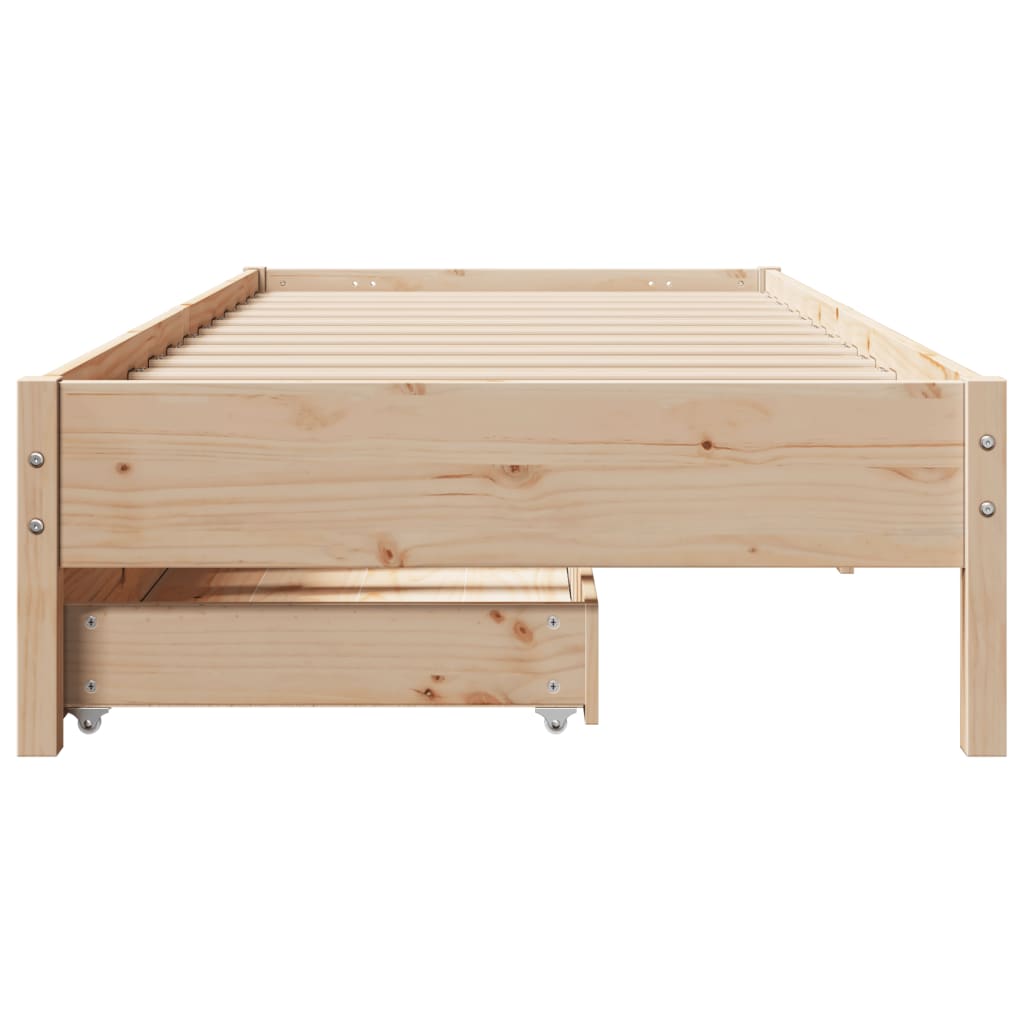 Bedframe zonder matras massief grenenhout 75x190 cm