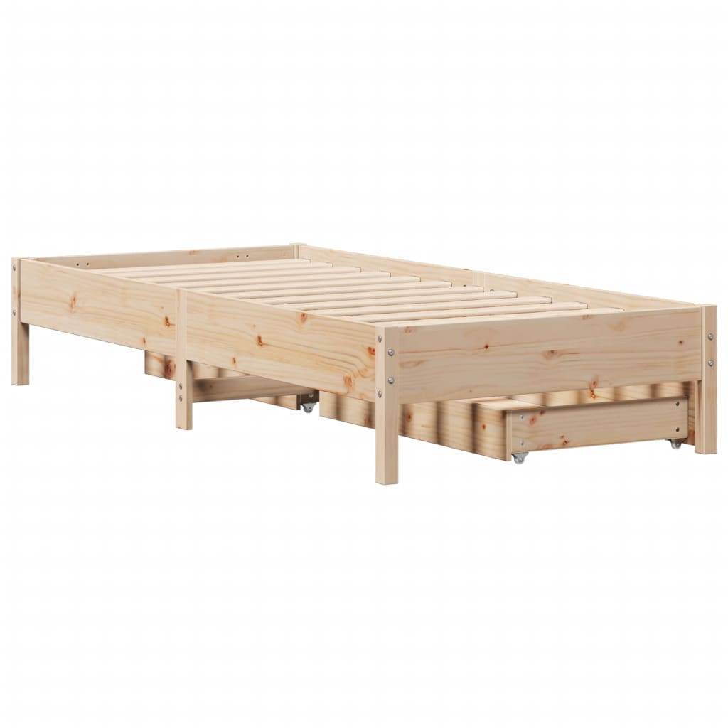 Bedframe zonder matras massief grenenhout 75x190 cm