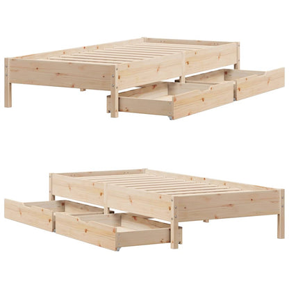Bedframe zonder matras massief grenenhout 75x190 cm