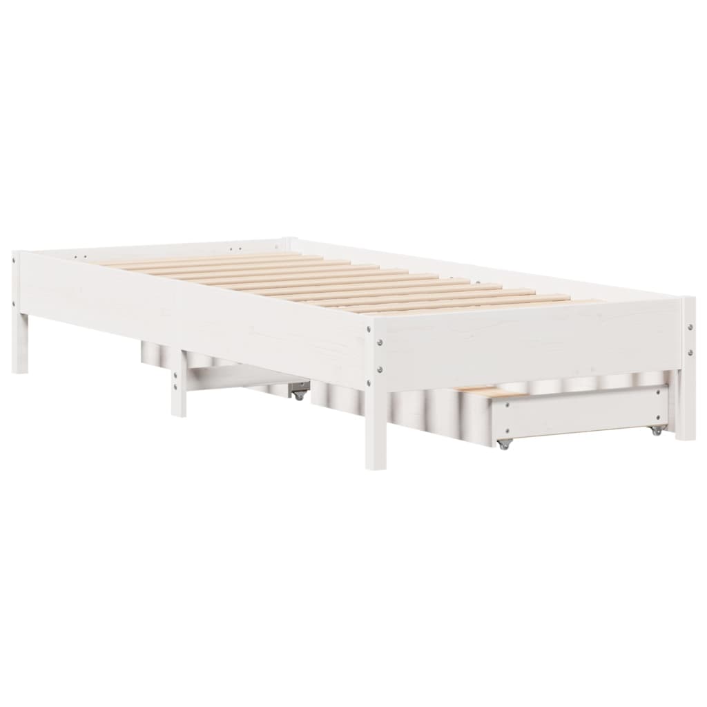 Bedframe zonder matras massief grenenhout wit 75x190 cm