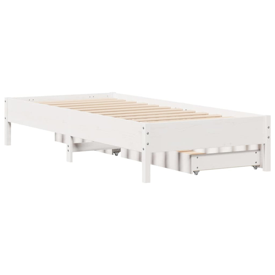 Bedframe zonder matras massief grenenhout wit 75x190 cm