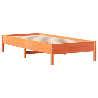 Bedframe zonder matras massief grenenhout wasbruin 75x190 cm