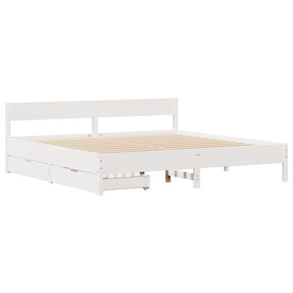 Bedframe zonder matras massief grenenhout wit 200x200 cm